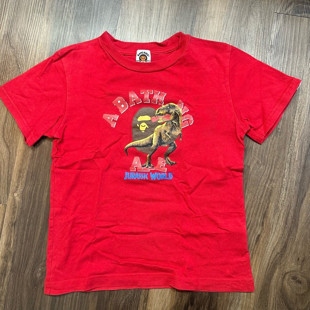 A Bathing Ape Red Jurassic World Kids T-Shirt 7T - 9T